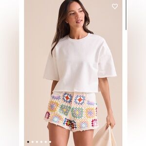 New with tags Altar’d State Claire Crochet Denim Shorts
